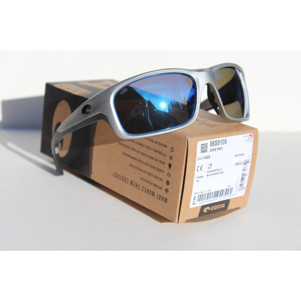 COSTA DEL MAR Jose PRO 580G POLARIZED Sunglasses Silver/Blue Mirror 580 NEW - Picture 9 of 10